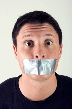 A man with duct tape over his mouth.Similar Images: